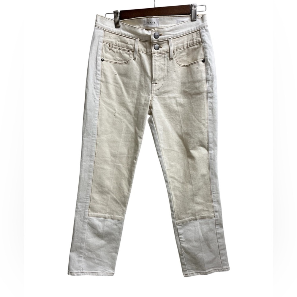 Frame Le High Straight Two-Tone Vintage White Multi Jeans SZ 27